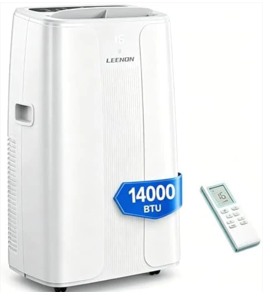 14000 BTU Portable Air Conditioner with Cooling, Dehumidifier, Fan & Sleep Mode, Auto-Swing, Remote Control, 24H Timer, Exhaust Hose, Energy Class A