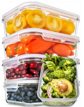 [5-Pack] Food Prep & Storage Glass Containers with Lids - Airtight Glass Meal Prep Containers Reusable